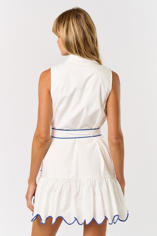 Blue Floral Embroidered Mini Dress