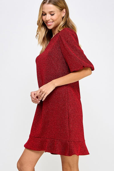 Holly Red Puff Sleeve Dress