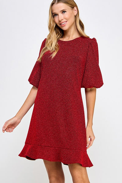 Holly Red Puff Sleeve Dress