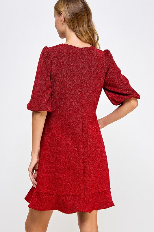 Holly Red Puff Sleeve Dress