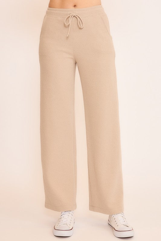 Oat Seersucker Wide Leg Pants