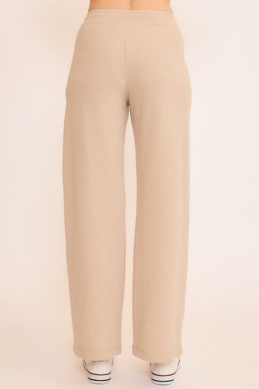 Oat Seersucker Wide Leg Pants