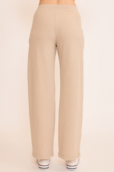Oat Seersucker Wide Leg Pants