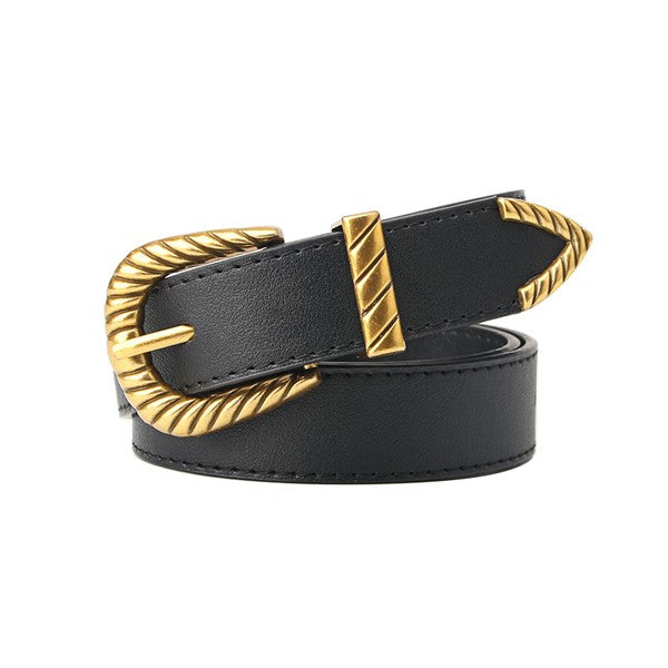 Black Western Carved Leather Belt