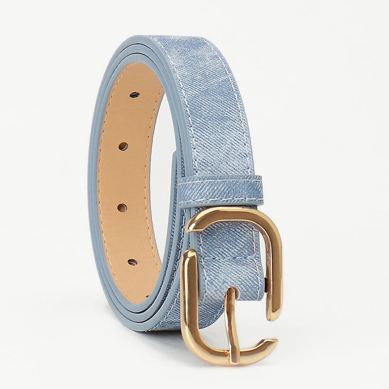 Denim Blue Faux Leather Belt