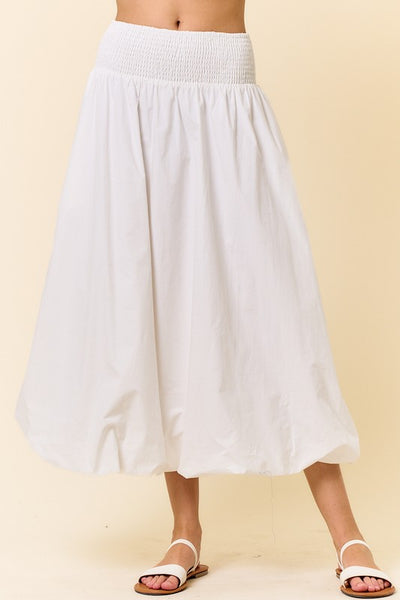 White Bubble Hem Maxi Skirt