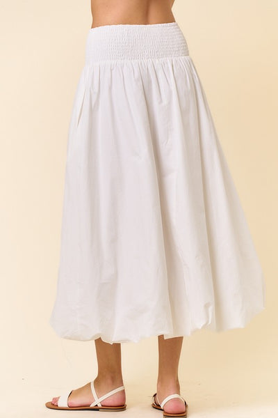 White Bubble Hem Maxi Skirt