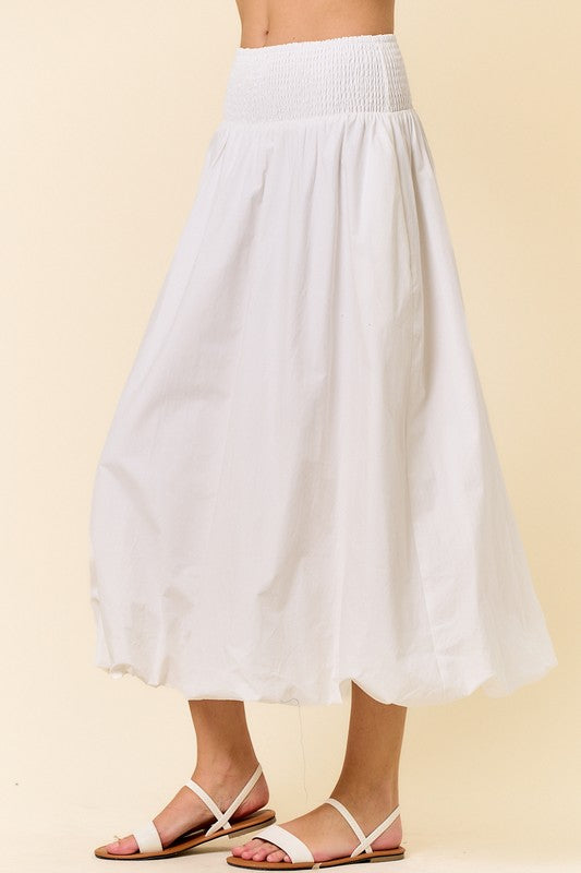 White Bubble Hem Maxi Skirt