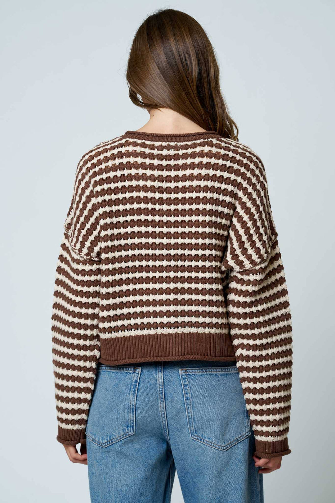 Brown Stripe Crochet Cardigan