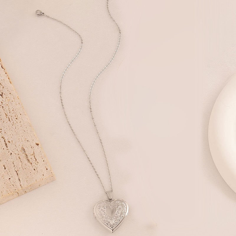 Silver Heart Locket Necklace