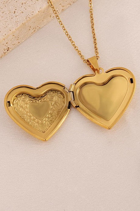 Gold Heart Locket Necklace