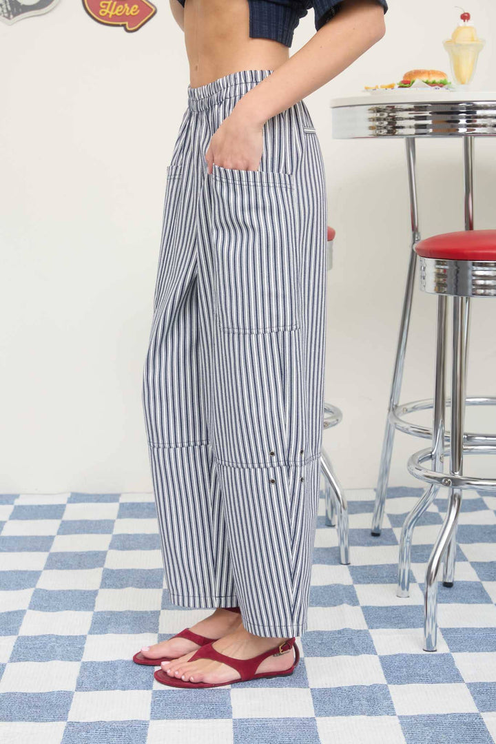 Navy Stripe Wide Leg Pants