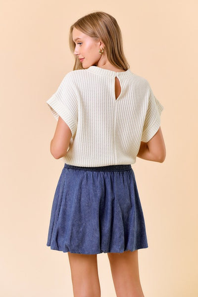 Ivory Waffle Dolman Sleeve Top