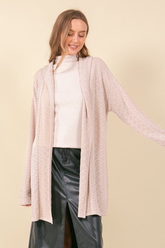 Light Beige Diamond Knit Cardigan