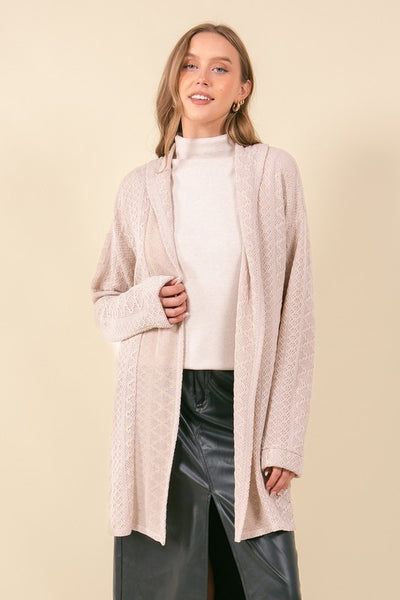 Light Beige Diamond Knit Cardigan