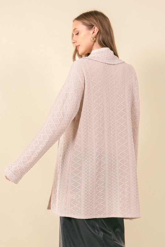 Light Beige Diamond Knit Cardigan