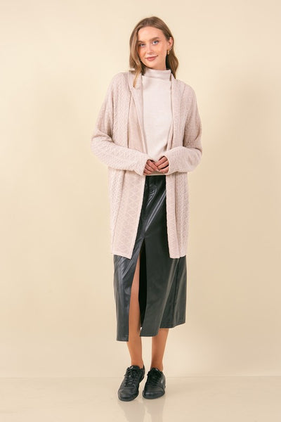 Light Beige Diamond Knit Cardigan