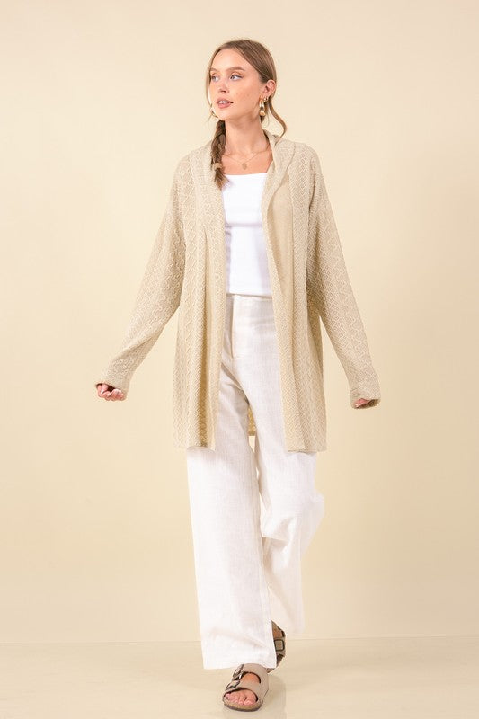 Pale Sage Diamond Knit Cardigan