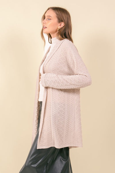 Light Beige Diamond Knit Cardigan
