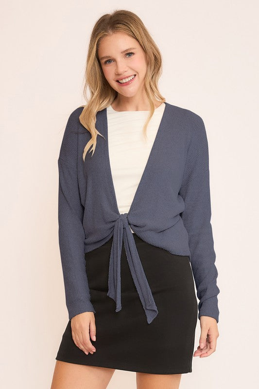 Midnight Navy Front Tie Cardigan