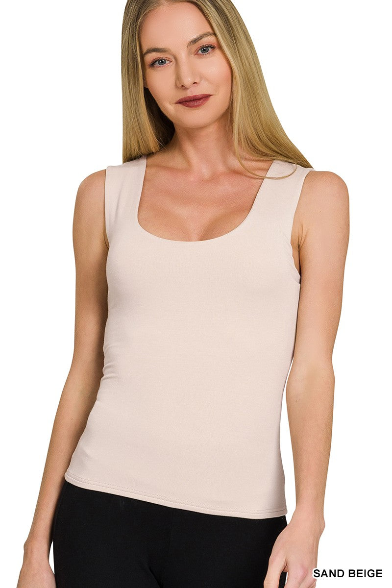 Sand Beige Double Layered Tank Top