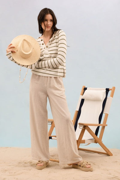 Olive Stripe Metal Eyelet Top