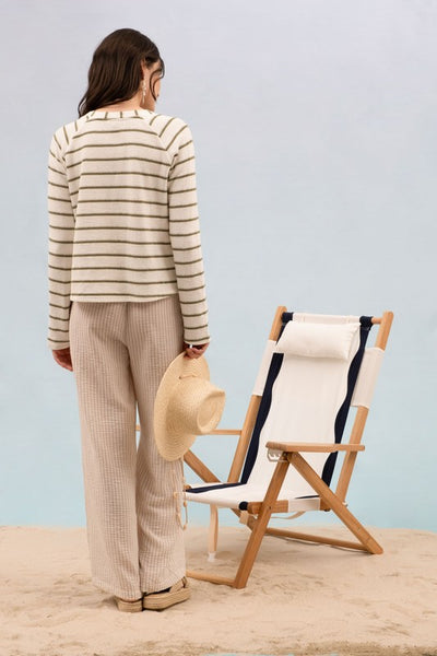Olive Stripe Metal Eyelet Top