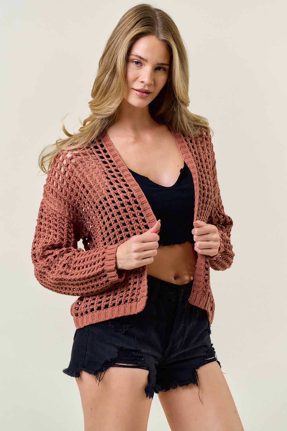 Clay Crochet Cropped Cardigan