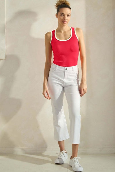 Red & Ivory U-Neckline Seamless Tank
