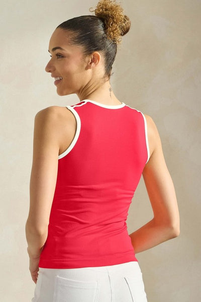 Red & Ivory U-Neckline Seamless Tank