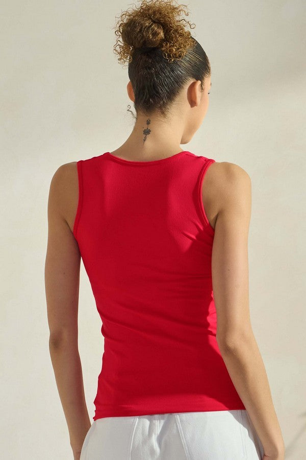 Red U-Neckline Seamless Tank