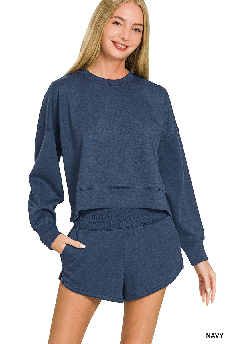 Navy Scuba Sweatshirt & Shorts Set