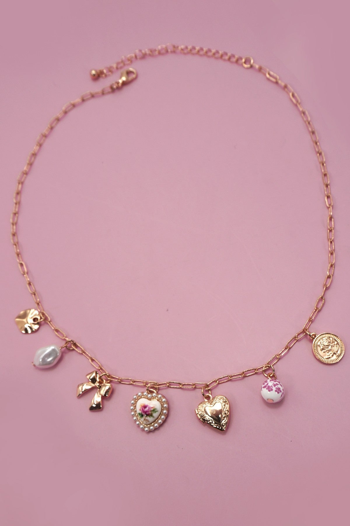 Gold Bow Charm Necklace