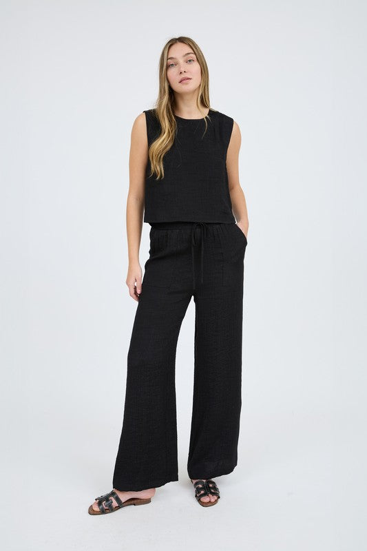 Black Button Back Sleeveless Top