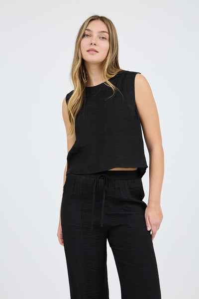 Black Button Back Sleeveless Top