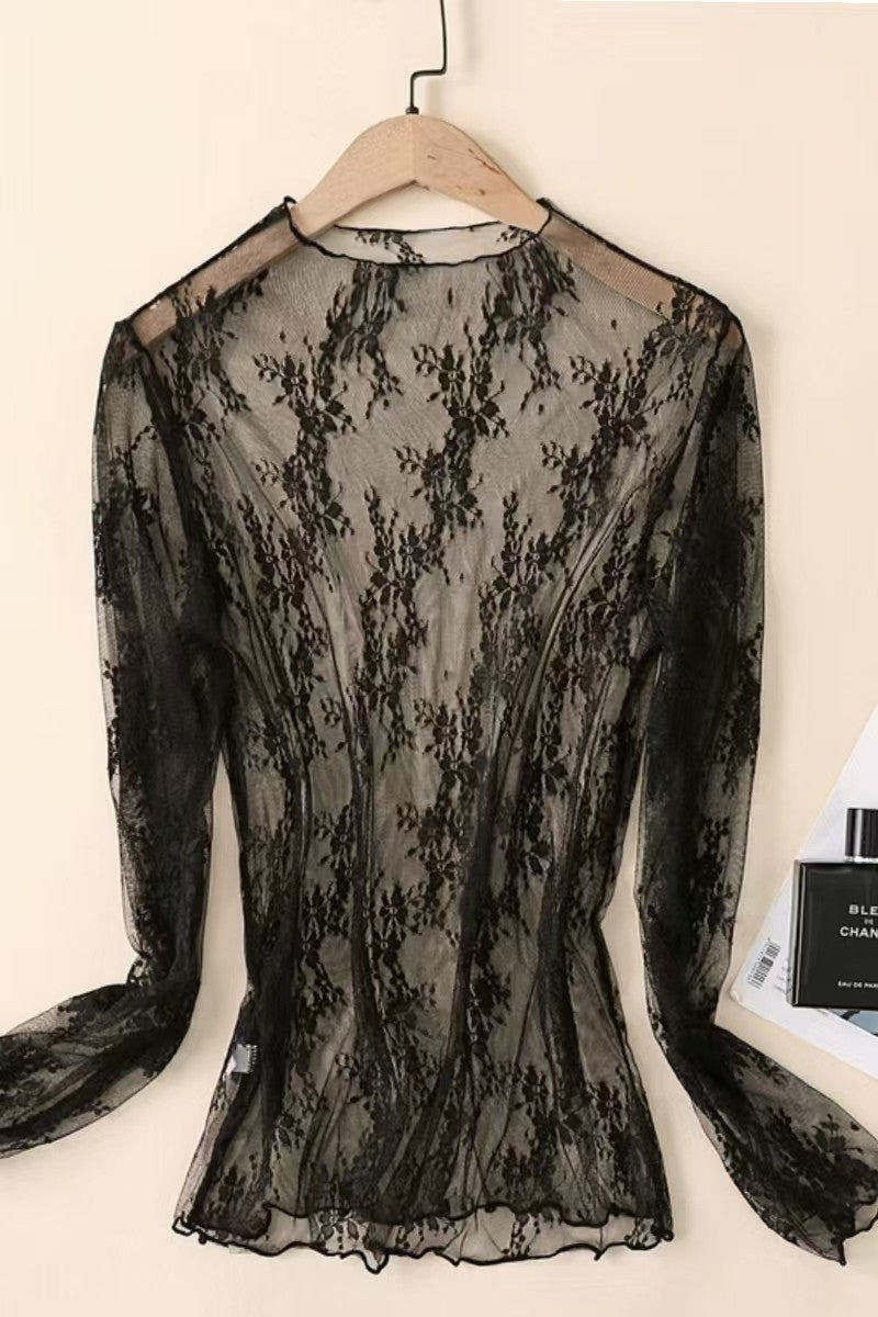 Black Sheer Lace Top