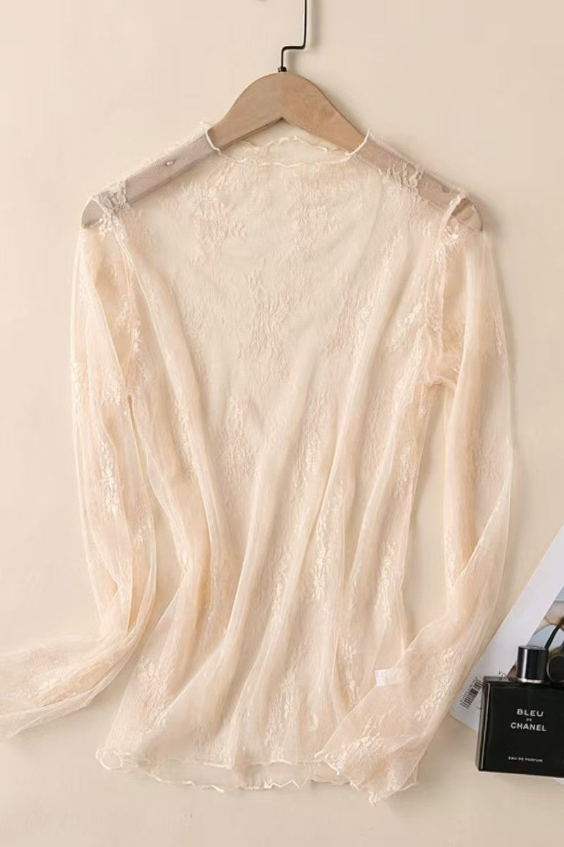 Apricot Sheer Lace Top