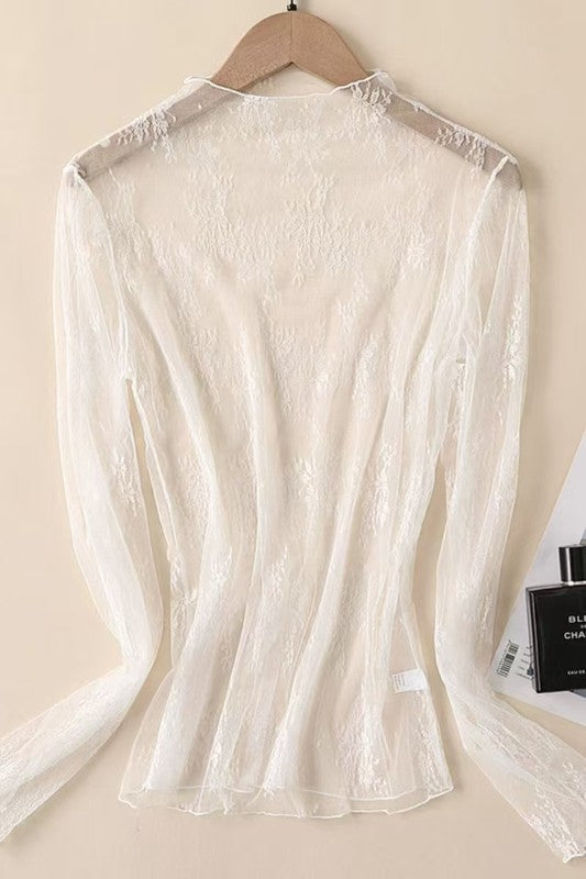 White Sheer Lace Top