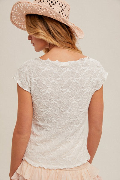 White Lace Boat Neck Top