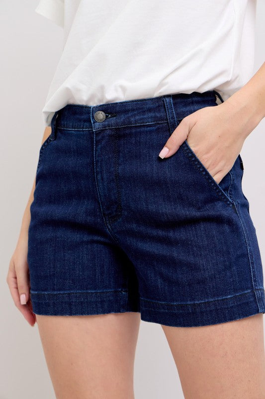 Dark Wash Denim Trouser Shorts