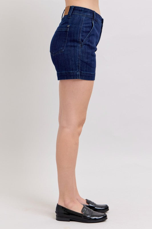 Dark Wash Denim Trouser Shorts