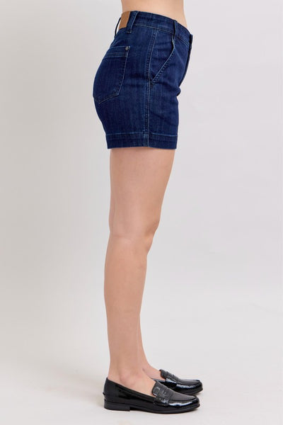 Dark Wash Denim Trouser Shorts