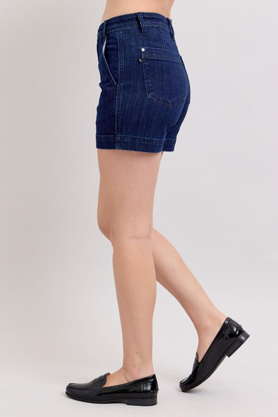 Dark Wash Denim Trouser Shorts