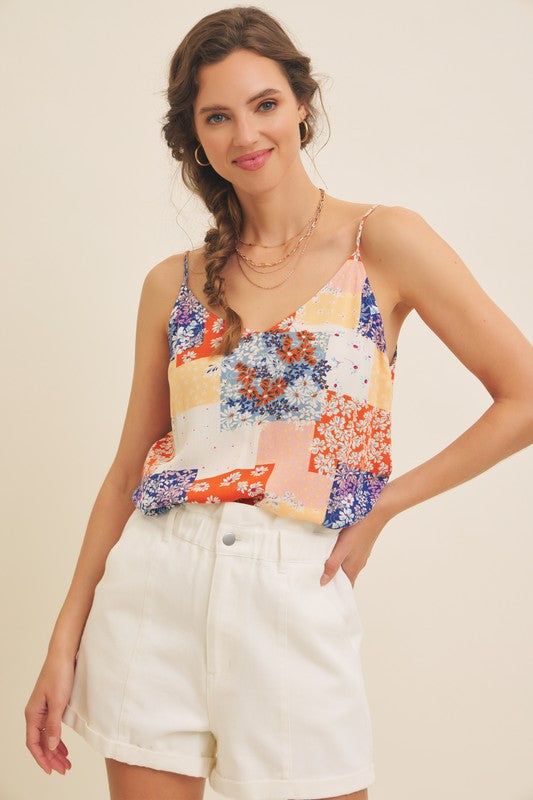 Denim Floral Patchwork Cami