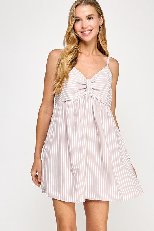 Light Mocha Stripe Babydoll Dress