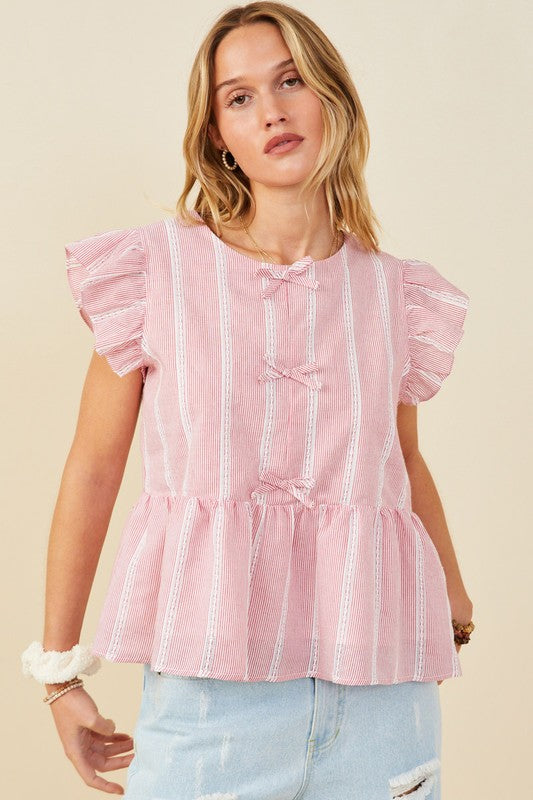 Red Crochet Lace Ruffle Tank