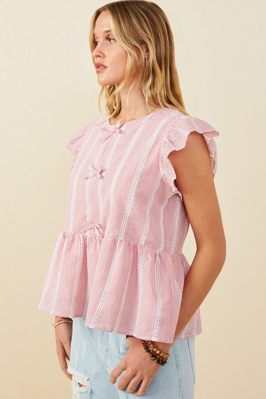 Red Crochet Lace Ruffle Tank