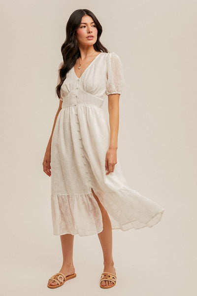 Off White Button Down Midi Dress