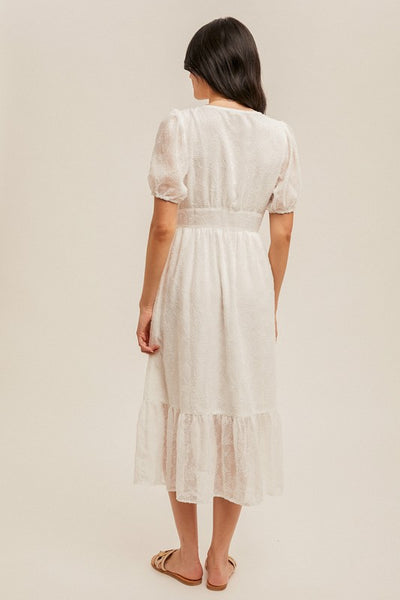 Off White Button Down Midi Dress