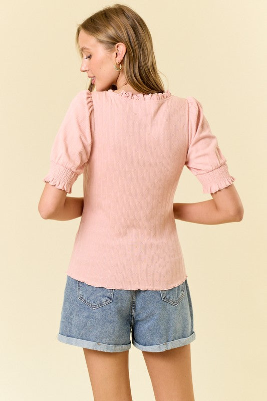 Blush Pink Puff Sleeve Top